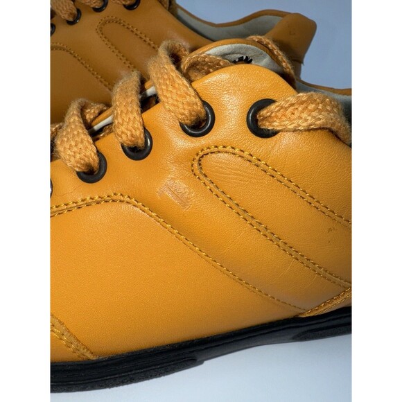 TOD'S LOW TOP SNEAKERS EU 37 1/2, US 7.5 Orange Leather Lace Up - Picture 5 of 11